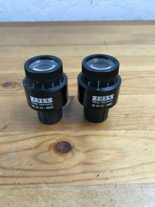 Vtg Zeiss Kpl W 10x/18 Widefield Microscope Eyepieces 23mm Part 46 40 43 - 9902