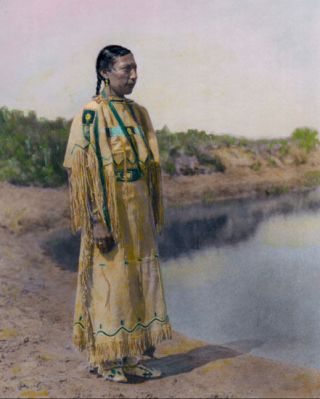 Cheyenne Maiden Native American Indian 1930 8x10 " Hand Color Tinted Photograph