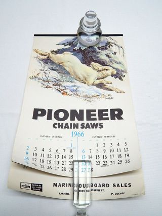 Great Vintage 1966 Pioneer Chainsaw Advertising Calendar Sign