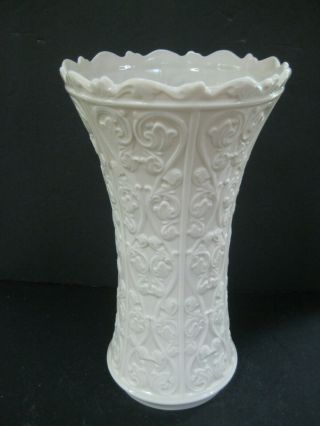 Lenox Wentworth Vase Cream Porcelain Tall Glossy Embossed Vines 11 " Usa