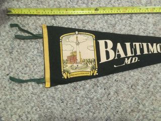 Baltimore Maryland Md Washington Monument Vintage 1940s Pennant - Fast Shipper