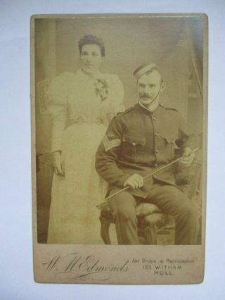 Cabinet Photo Military Royal Artillery Sergeant And Wife By W.  M.  Edmonds Hull