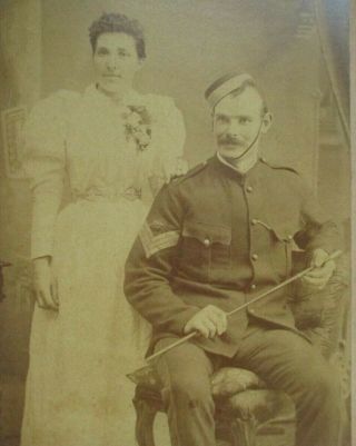 Cabinet Photo Military Royal Artillery Sergeant and Wife by W.  M.  Edmonds Hull 2