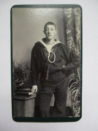Cdv Photo Royal Navy Young Soldier Hms Impregnable By Thompson Hull