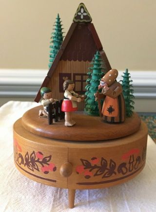 Vintage Hansel And Gretel Wooden Music Box