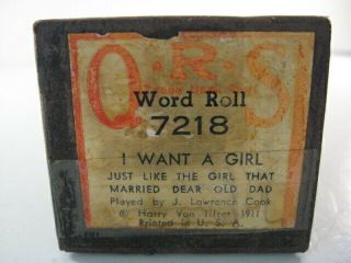 I Want A Girl Just Like The Girl - Qrs Player Piano Roll 7218 - No Damage