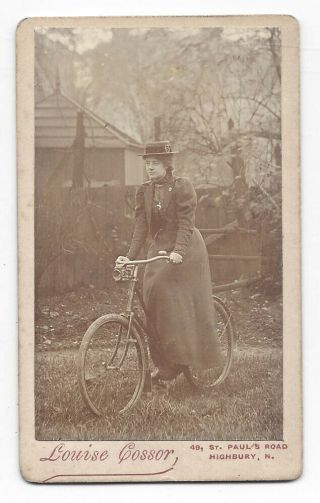 Cdv Victorian Lady With Bicycle Carte De Visite By Cosser Of Highbury