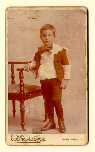 Adorable Little Boy,  Photo,  Small Cabinet Image; Syracuse N.  Y.  C.  1880s