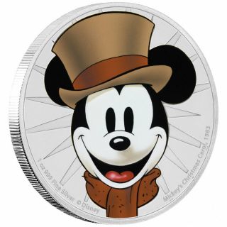2017 Niue Mickey Through The Ages:mickey’s Christmas Carol 1oz Proof Silver Coin
