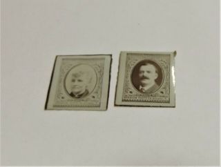 Antique Postage Stamp Photographs Of Man & Woman By Sunbeam Photo Co.  Pat.  1887