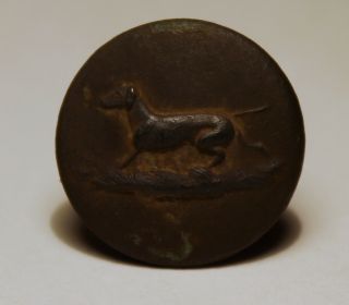 Antique Hunting Dog Picture Button Metal Detecting/detector Find
