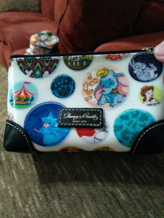 Disney Dooney And Bourke White Buttons Cosmetic Bag Nwot