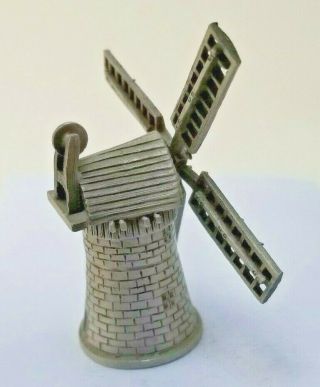 Vintage Historical Windmill Pewter Thimble England Round Brick Open Grid Pwm - 11