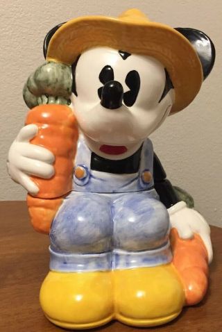 Mickey Mouse Farmer Ceramic Cookie Jar Vintage Disney Treasure Craft Hat