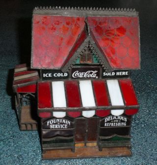 Franklin Coca Cola Lighted Stained Glass Corner Store - $0.  99 Starting Bid