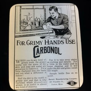 Vtg Antique Advertising Magic Lantern Glass Slide Grimy Hands Use Carbonol