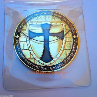 Knights Templar Commemorative Two Sided Thick Golden Coin 1.  5 " Black Enamel