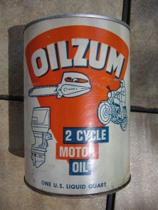 Vintage Advertising Oilzum 2 Cycle Motor Oil One 1 Quart Composite Can