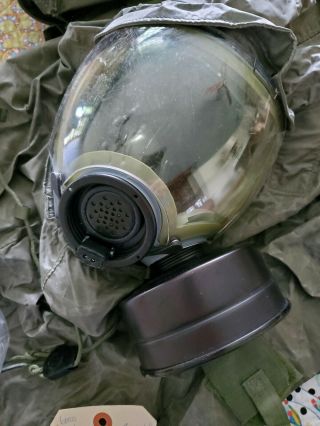 Us Military Gas Mask Msa With Haz Mat Hood & Gas Mask Pouch Halloween???