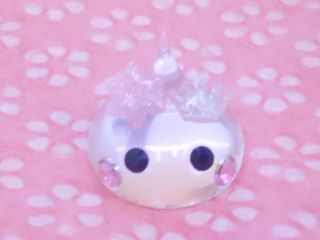 Rare Large Hoppe Chan With Crystals & Crown Translucent Pink Silicon Kawaii