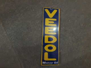 Porcelain Veedol Motor Oil Enamel Sign Size 10 " X 2.  5 " Inch