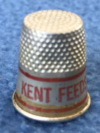 Vintage Advertising Aluminum Thimble Kent Feeds Dekalb,  Il.  Farming Seeds Farm