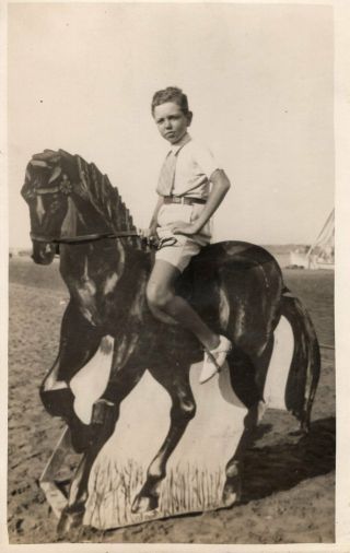 Egypt Vintage Photo.  A Boy With A Wooden Horse On The Beach