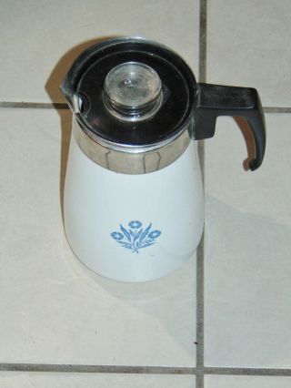 Vintage 9 Cup Corning Blue Cornflower Stovetop Percolator Coffee Pot
