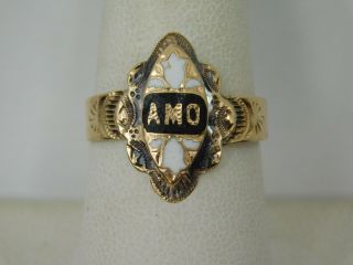 Vintage 10k Yellow Gold Ring W/ " Amo " Initials (582)