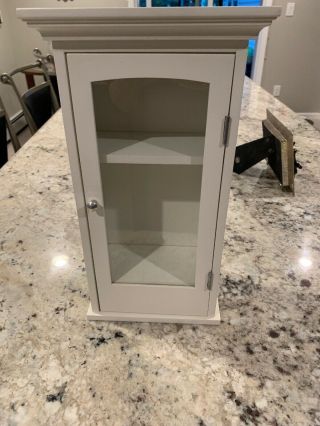 White Wood And Glass Wall/ Table Curio Cabinet