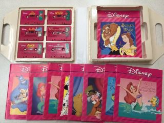Disney Read Along Book Cassettes With Case Aladdin Alice In Wonderland Ariel