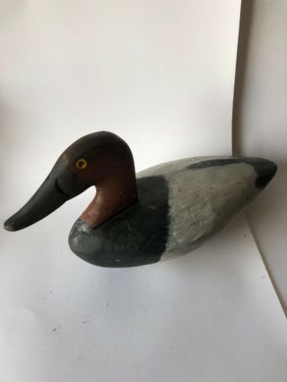 Antique Wood Duck Decoy Goose Drake Canvasback Vintage Hand Carved Primitive