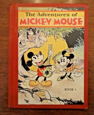 1931 Walt Disney The Adventures Of Mickey Mouse Book 1 Hard Back Edition Ex - Nm