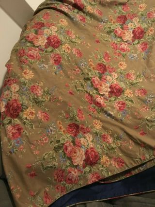 Vintage Ralph Lauren Green Red Roses Floral King Size Comfortor Rare Pre - Owned