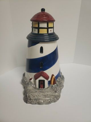 Tone World Ceramic Lighthouse Cookie Jar W/battery Box
