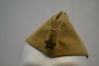Wwii Type Soviet Russian Enlisted Pilotka Cap Hat With Green Star Badge
