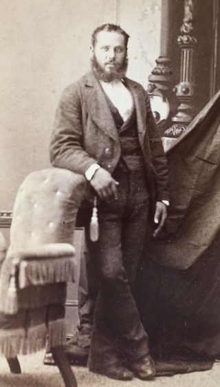 1870’s Handsome Beard Wolverine Man Cdv Photo Lowell Massachusetts By F.  Morrill