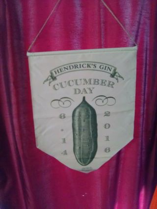 Hendricks A Most Unusual Gin World Cucumber Day Promotional Pennant Flag 21 " X16 "