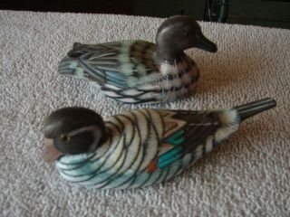 Wood Ducks Set Of 2 Detail Decorative 5 Inch