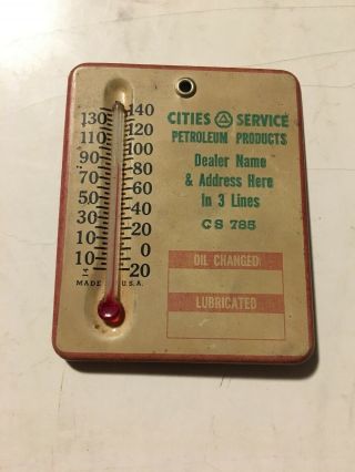 Cities Service Petroleum Products Thermometer Oil Change Reminder Sample Tin