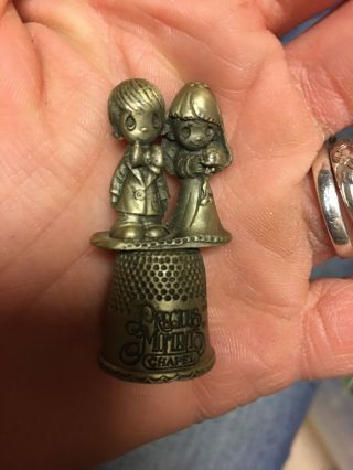 Precious Moments Chapel Pewter Thimble Angles Topper