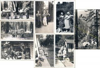 1937 Shasta Springs California Resort Boys Play Family Swim Real Photos Postcard