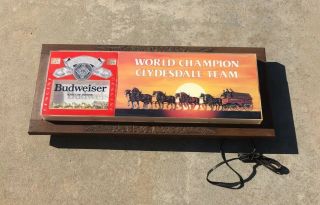Vintage Budweiser Beer World Champion Clydesdale Horse Team Light Up Sign