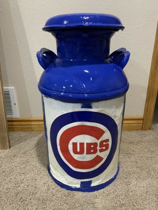 Vintage Painted 10 Gallon Steel Milk Dairy Cream Can Jug Chicago Cubs