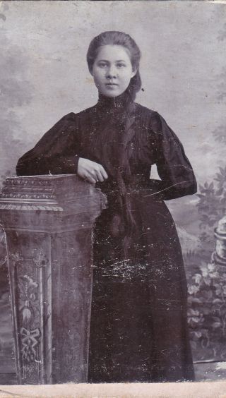 1910s Cdv Pretty Young Woman Girl Long Hair Braid Fashion Russian Soviet Photo
