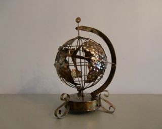 Vintage Copper Wire Musical Globe World Music Box & Airplane Plays " Happy Days "