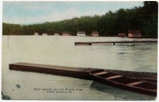 1910 Lake Winola Pa Boat Houses Overfield The Wilkes - Barre Side Rare Db Postcard