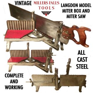 Millers Falls Vintage Langdon Model Steel Miter Box & Miter Saw Complete Set