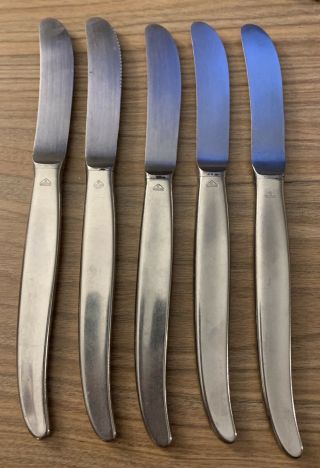 Wmf Fraser Cromargan Germany Laurel Stainless 8” Curved Dinner Knives Set Of 4,