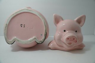 Vtg Ceramic Shawnee Lefton Smiley Pink Pig Cookie Jar 12 "